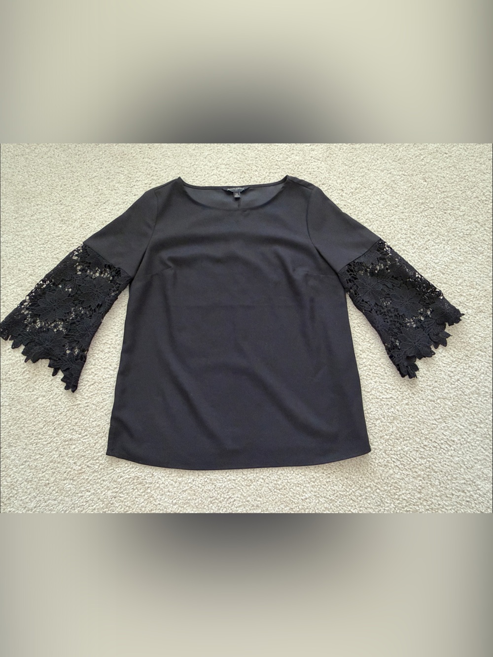 Black Lace Sleeve Shift Top